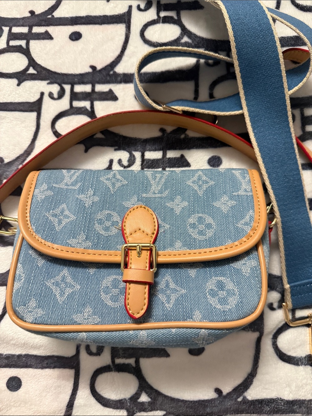 Monogram Blue Denim small Shoulder Bag/crossbody